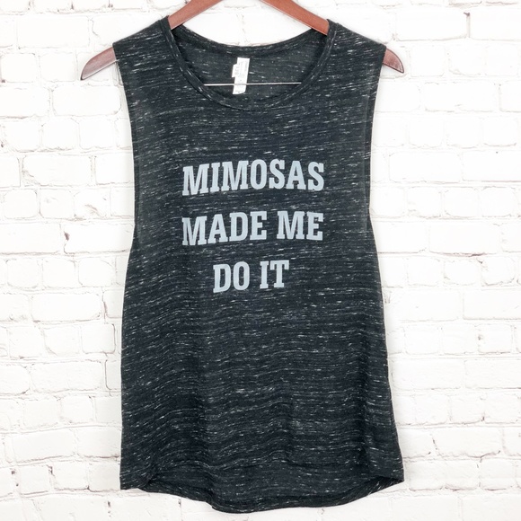 Bella Canvas Tops - Bella | Black Mimosas Graphic Muscle Tee | SZ M